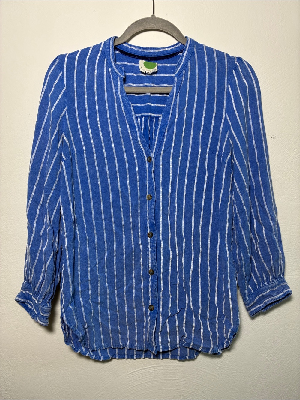Anthropologie indigo Blue Striped Button-down shirt